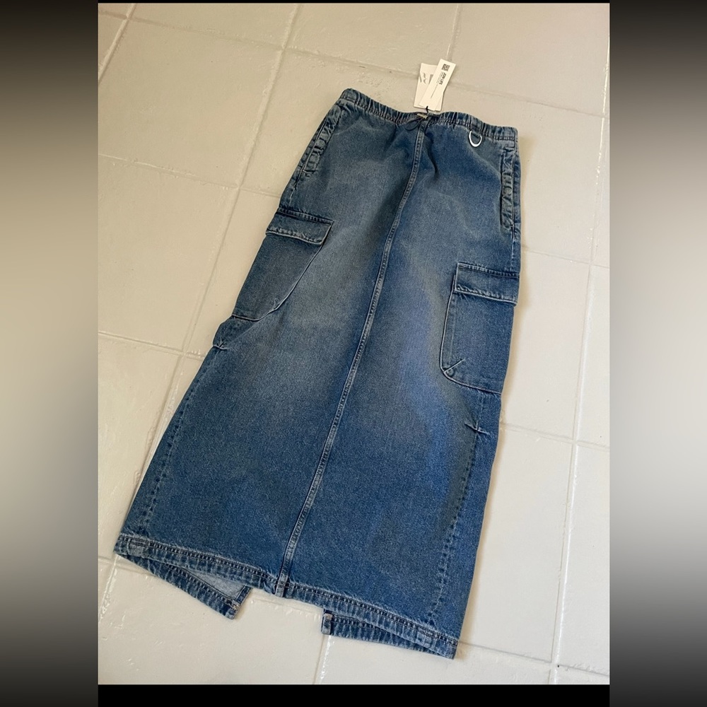 Zara cargo denim split skirt